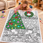 Custom Name Christmas Coloring Gifts for Families - Personalized Doodle Blanket