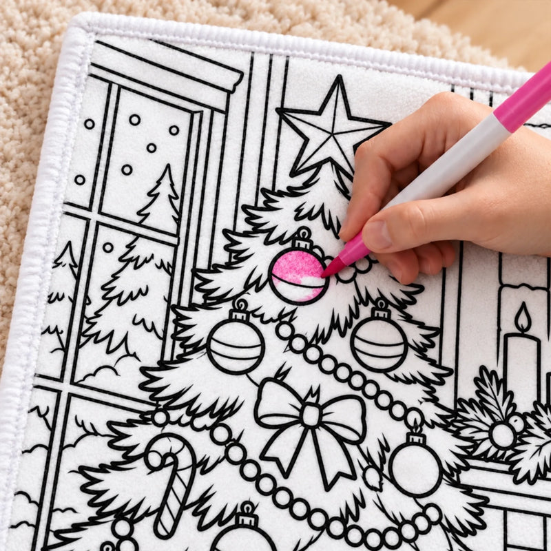 Custom Name Christmas Coloring Gifts for Families - Personalized Doodle Blanket