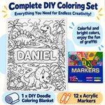 Custom Name Princess Coloring Gifts for Girls - Personalized Doodle Blanket