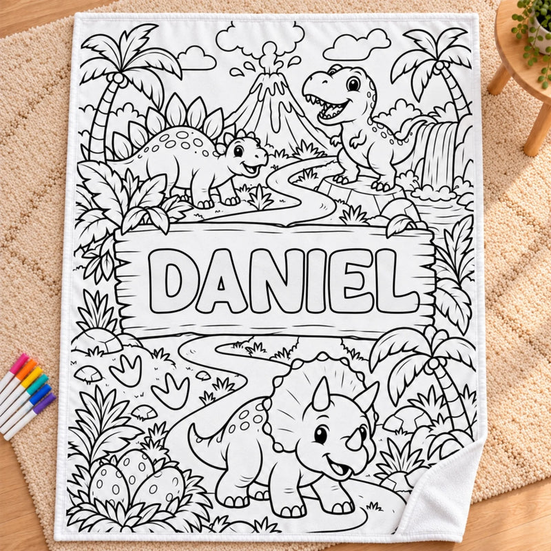 Custom Name Princess Coloring Gifts for Girls - Personalized Doodle Blanket