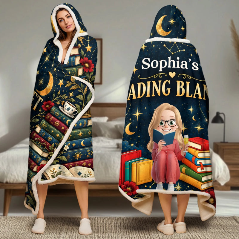 Custom Name Reading Blanket Gifts For Book Lovers, Bookworms, Reader - Personalized Wearable Blanket Hoodie