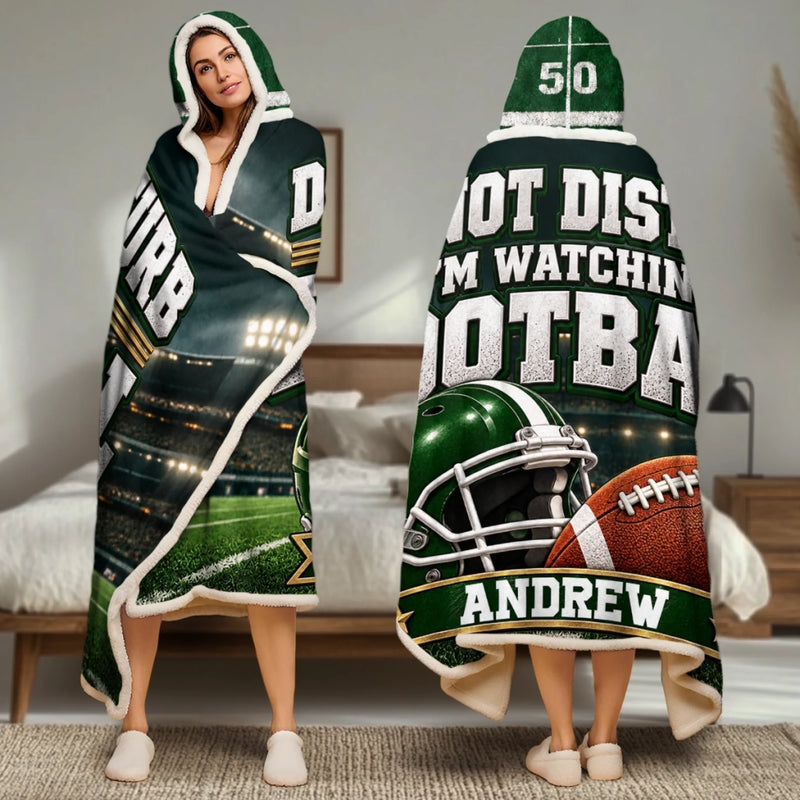 Custom Name Football Gifts for Fans - Personalized Wearable Blanket Hoodie