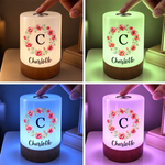 Custom Name Floral Gifts For Women - Personalized Dimmable Touch Night Light