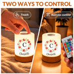 Custom Name Floral Gifts For Women - Personalized Dimmable Touch Night Light