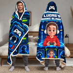 Custom Gaming Station Gifts for Kids - Personalized Wearable Blanket Hoodie