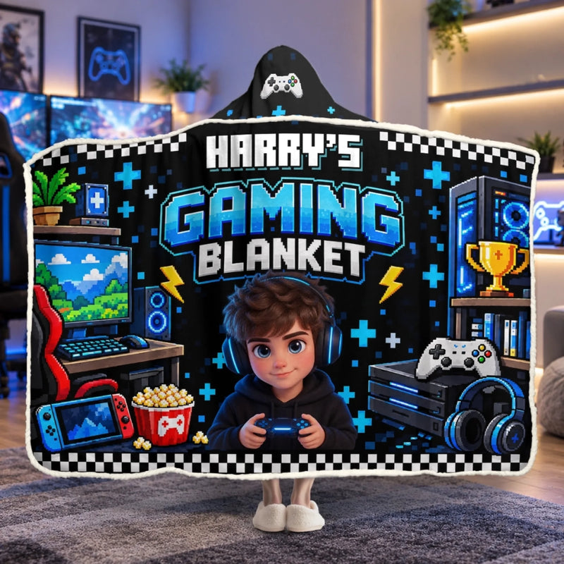 Custom Name Gaming Gifts For Gamers and Gaming Lovers - Personalized Wearable Blanket Hoodie