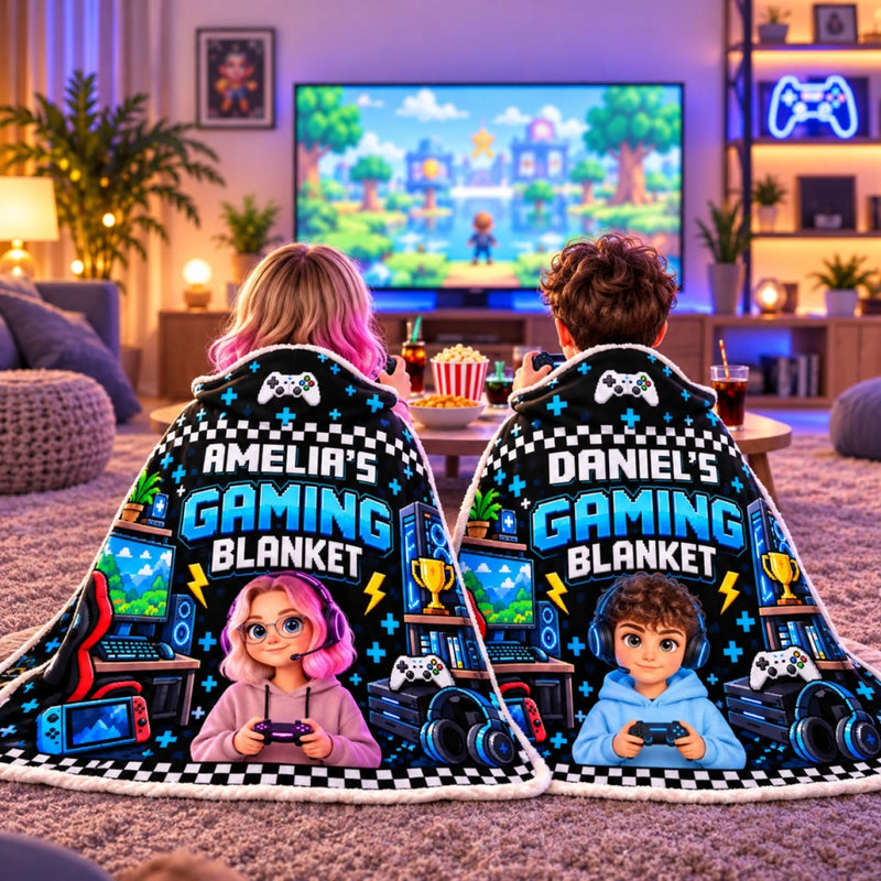 Custom Name Gaming Gifts For Gamers and Gaming Lovers - Personalized Wearable Blanket Hoodie