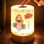 Custom Name Floral Reading Gifts For Book Lovers - Personalized Dimmable Touch Night Light