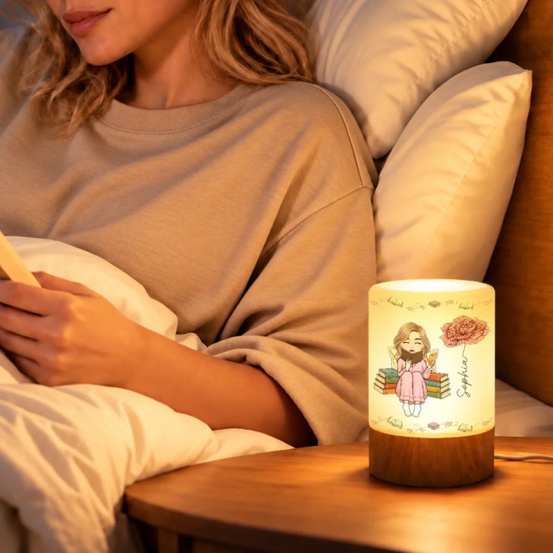 Custom Name Floral Reading Gifts For Book Lovers - Personalized Dimmable Touch Night Light