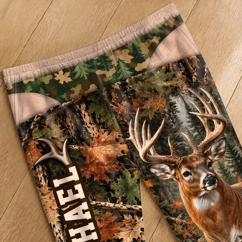 Custom Name Buck Deer Camouflage Gifts for Men - Personalized Pajamas Pants