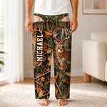 Custom Name Buck Deer Camouflage Gifts for Men - Personalized Pajamas Pants