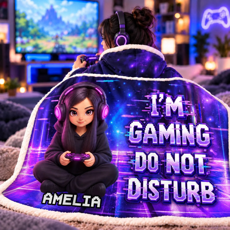 Custom Photo Do Not Disturb Gifts For Gamers, Gaming Lovers - Personalized Wearable Blanket Hoodie