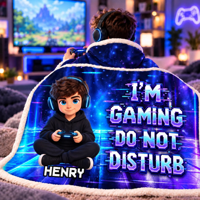 Custom Photo Do Not Disturb Gifts For Gamers, Gaming Lovers - Personalized Wearable Blanket Hoodie