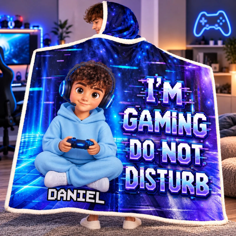 Custom Photo Do Not Disturb Gifts For Gamers, Gaming Lovers - Personalized Wearable Blanket Hoodie