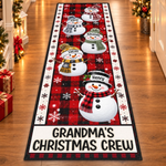 Custom Name Snowman Christmas Crew Decor For Grandma And Grandpa - Personalized Runner Rug