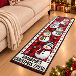 Custom Name Snowman Christmas Crew Decor For Grandma And Grandpa - Personalized Runner Rug