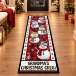 Custom Name Snowman Christmas Crew Decor For Grandma And Grandpa - Personalized Runner Rug