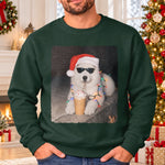 Custom Pet Photo Santa Coffee Christmas Gifts For Dog And Cat Lovers - Personalized Crewneck Pullover Sweatshirt