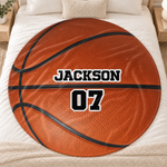 Custom Basketball Name Number Kids Gifts - Personalized Round Throw Blanket