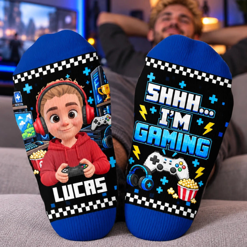 Custom Gamer Name Gifts for Kids - Personalized Crew Socks
