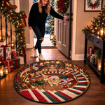 Custom Pet Photo Christmas Decor Gifts For Dog And Cat Lovers - Personalized Quilted Round Mat