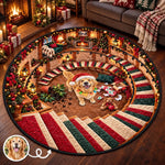 Custom Pet Photo Christmas Decor Gifts For Dog And Cat Lovers - Personalized Quilted Round Mat