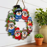 Custom Name Christmas Penguin Family Decor - Personalized Custom Shaped Wood Sign
