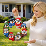 Custom Name Christmas Penguin Family Decor - Personalized Custom Shaped Wood Sign