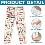 Custom Name Grandma Grandpa Bow Christmas Gifts - Personalized Pajamas Pants
