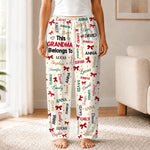 Custom Name Grandma Grandpa Bow Christmas Gifts - Personalized Pajamas Pants