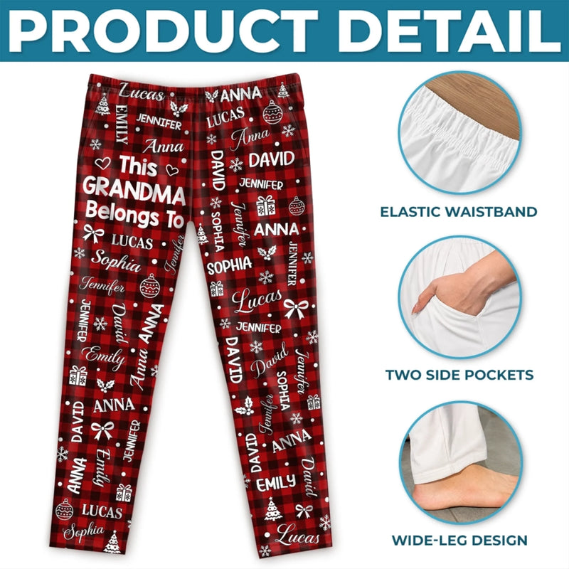 Custom Name Grandma Grandpa Buffalo Plaid Christmas Gifts - Personalized Pajamas Pants