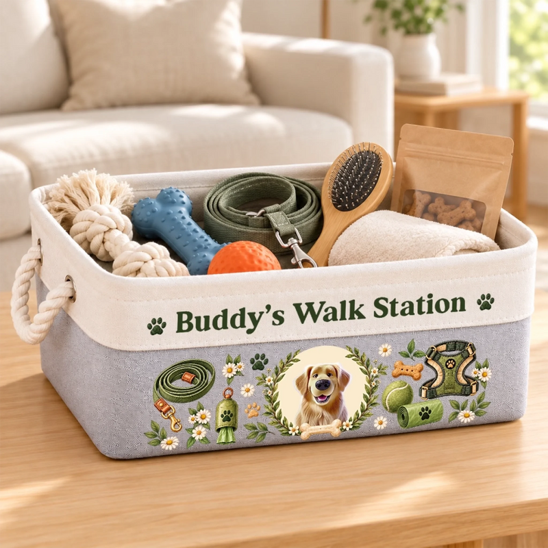 Custom Dog Breed Walk Station Gifts For Dog Lovers - Personalized Storage Basket