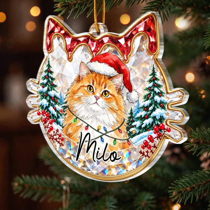 Custom Pet Photo Christmas Gifts For Cat Lovers - Personalized Acrylic Ornament