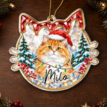 Custom Pet Photo Christmas Gifts For Cat Lovers - Personalized Acrylic Ornament