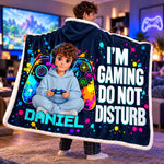 Custom Photo Do Not Disturb Gaming Gifts For Kids And Gamers - Personalized Wearable Blanket Hoodie