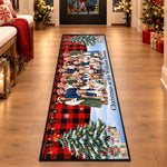Custom Family Photo Plaid Christmas Decor - Personalized Runner Rug