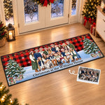Custom Family Photo Plaid Christmas Decor - Personalized Runner Rug
