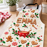 Custom Name Christmas Cookie Baking Gifts For Kids - Personalized Apron With Pocket