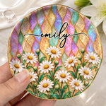 Custom Name Flower Gifts For Women - Personalized Jewelry Dish