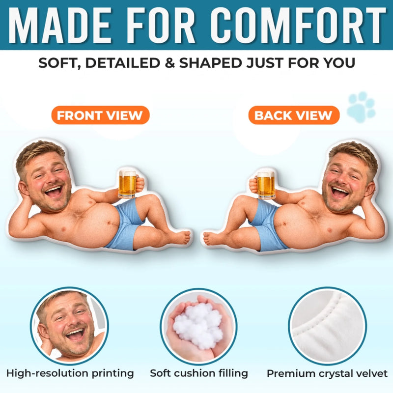 Custom Photo Funny Man Gifts for Men - Personalized Shaped Pillow