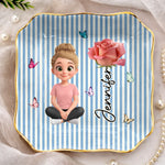 Custom Name Butterfly Girl Floral Gifts For Women - Personalized Jewelry Dish