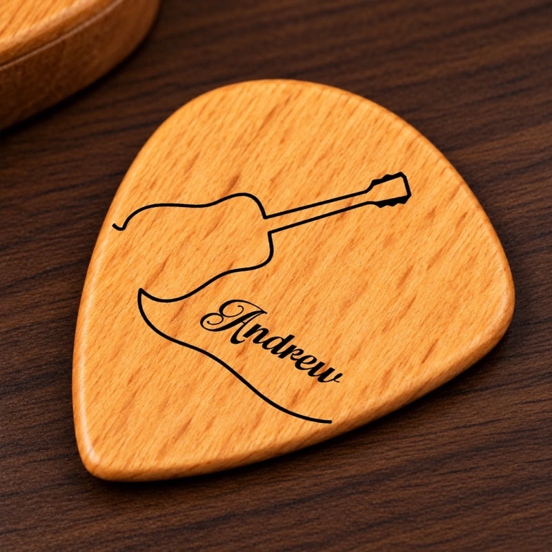 Custom Name Guitar Gifts for Musicians - Personalized Guitar Pick Holder Case