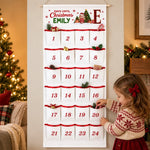 Custom Name 24-Pocket Christmas Countdown for Kids - Personalized Fabric Advent Calendar
