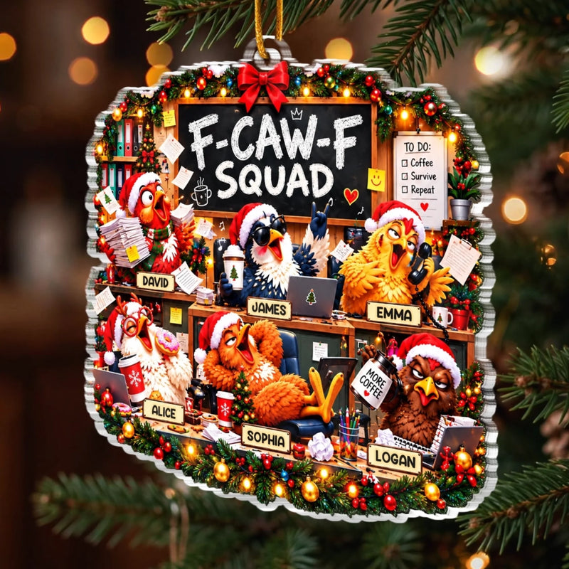 Custom Name Funny Christmas Chicken Gifts - Personalized Acrylic Ornament