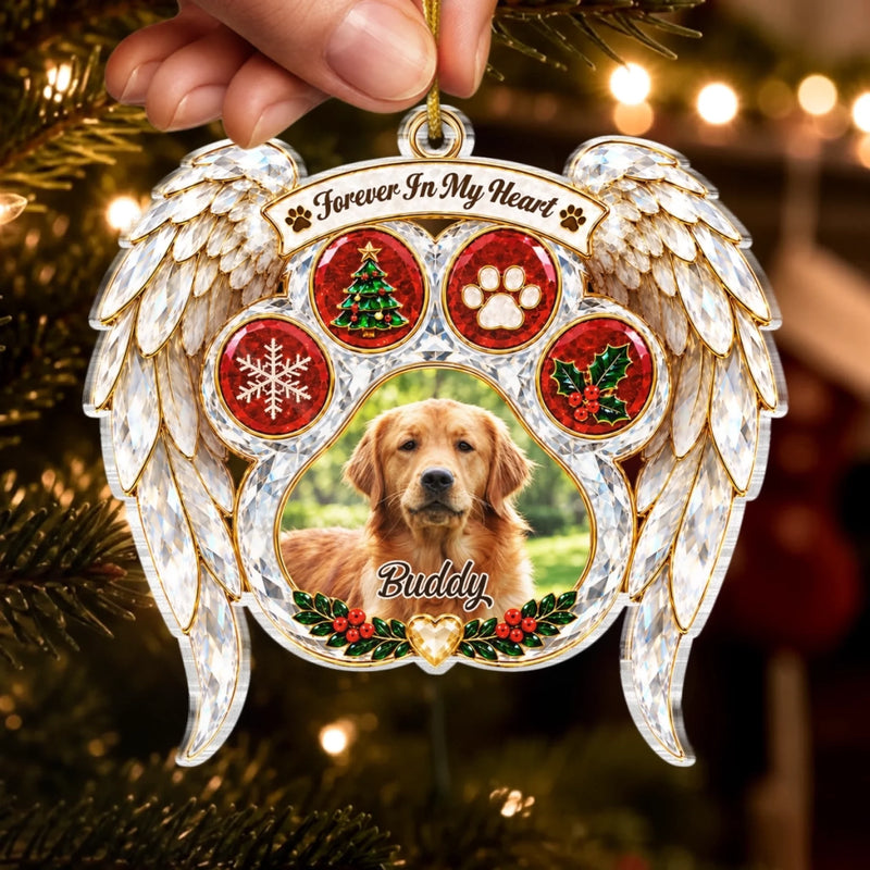 Custom Pet Photo Christmas Memorial Gifts For Dog And Cat Lovers - Personalized Acrylic Ornament