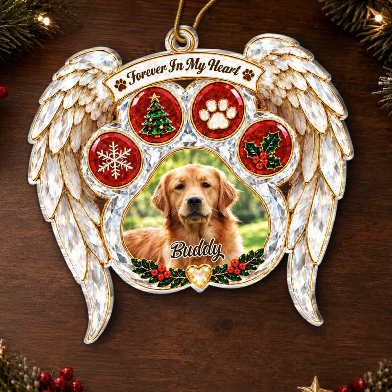 Custom Pet Photo Christmas Memorial Gifts For Dog And Cat Lovers - Personalized Acrylic Ornament