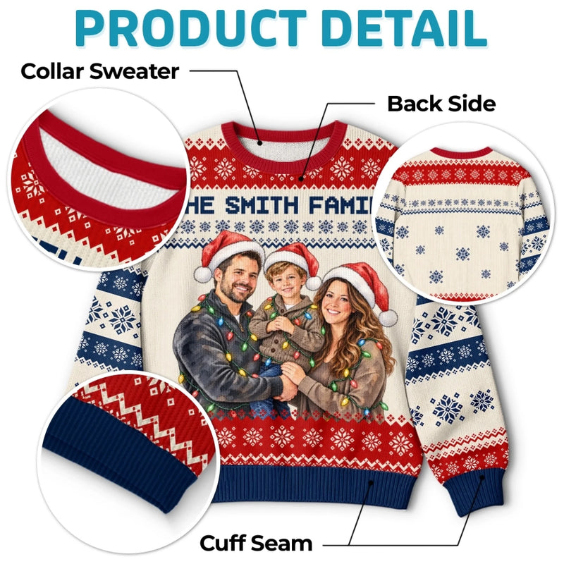 Custom Family Photo Christmas Gifts for Families - Personalized Ugly Sweatshirt
