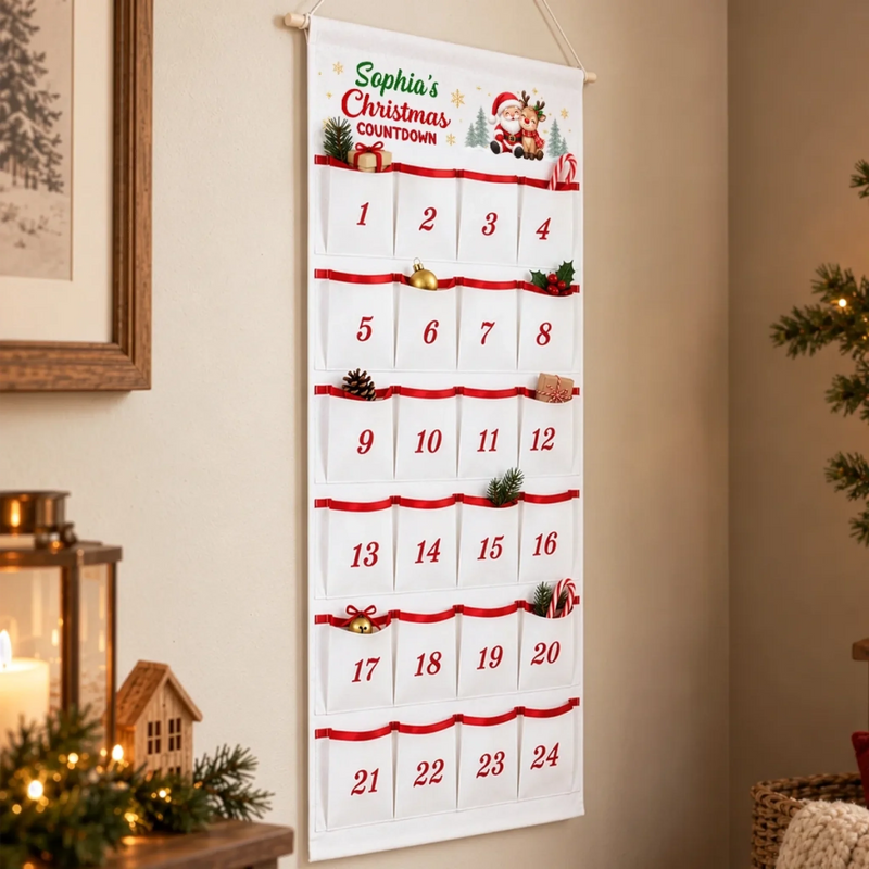 Custom Name Christmas Countdown Gifts for Kids - Personalized Fabric Advent Calendar
