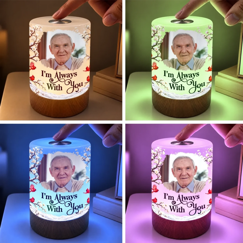 Custom Photo Memorial Keepsake Gifts - Personalized Dimmable Touch Night Light