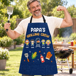 Custom Name Grilling Crew Gifts for Dad - Personalized Apron With Pocket
